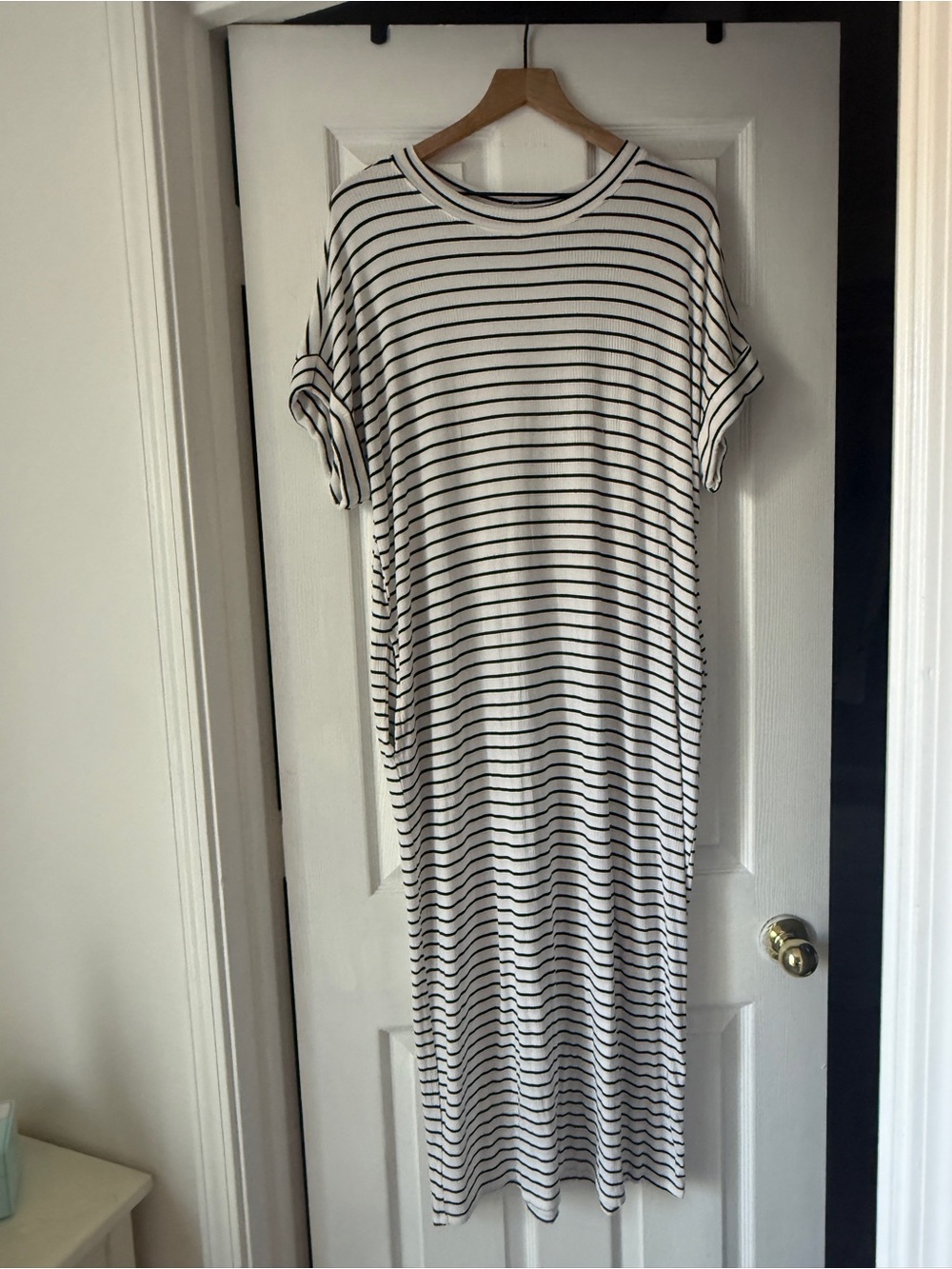 Cherish Black and White Striped Maxi Dress